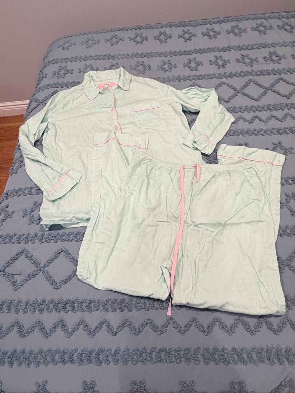 Mimi Maternity Mint Green Pink Polka Dot Pajama Set Size Large